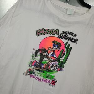Arizona Winter Survivor Vintage 90s Neon Funny T-shirt Large Bright Coyote Golf